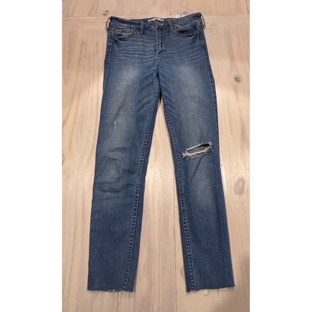 Abercrombie & Fitch High Rise Skinny Jeans Womens 6L W28 L33 Distressed Raw Hem